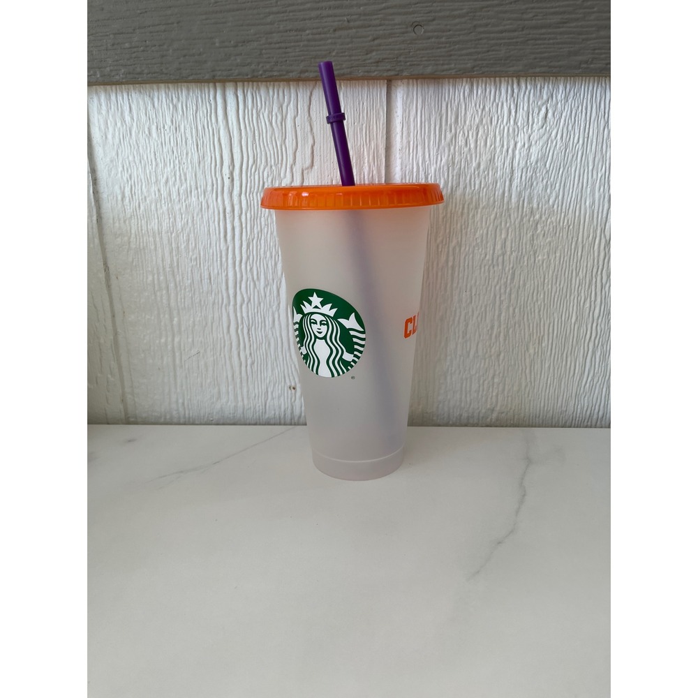 Starbucks Tumbler Cup Clemson Tigers Orange Purple Reusable